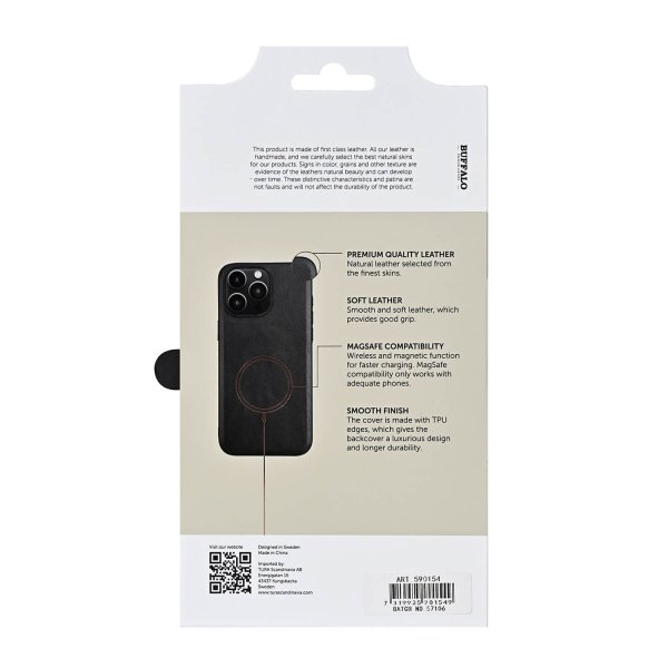Buffalo iPhone 16 Pro Max Cover Ægte læder MagSeries Sort