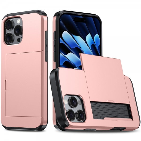 iPhone 16 Pro Max Cover Card Slide Rosa guld