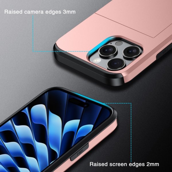 iPhone 16 Pro Max Cover Card Slide Rosa guld