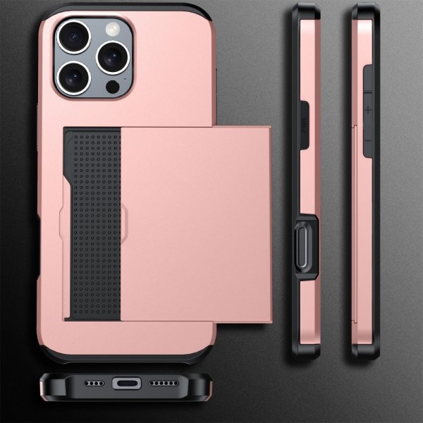 iPhone 16 Pro Max Cover Card Slide Rosa guld