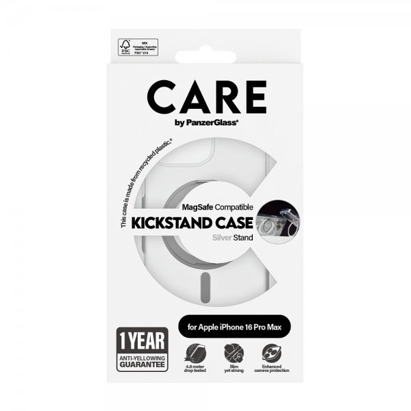 CARE by PanzerGlass iPhone 16 Pro Max Cover Kickstand MagSafe Silver