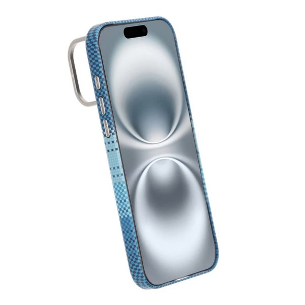 iPhone 16 Pro Max Cover Foldbart Stativ MagSafe Stribet Blå
