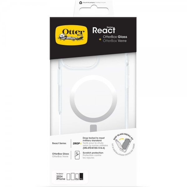 Otterbox iPhone 16 Pro Max Cover med Skærmbeskyttelse React MagSafe + Glass