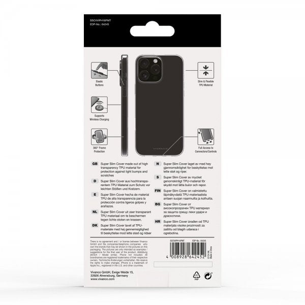 Vivanco iPhone 16 Pro Max Cover Super Slim Transparent