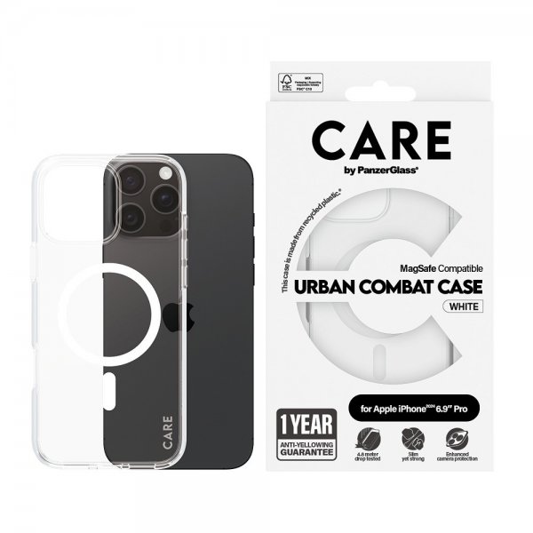 CARE by PanzerGlass iPhone 16 Pro Max Cover Urban Combat MagSafe Hvid