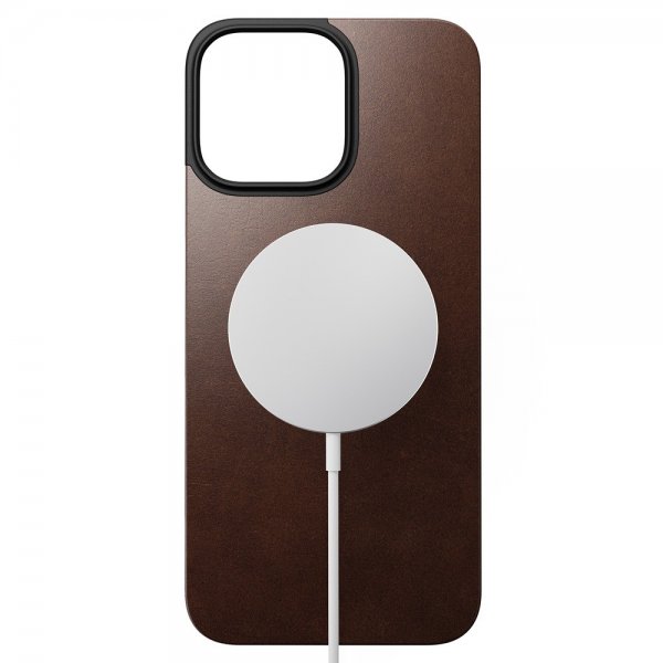 Nomad iPhone 16 Pro Max Skin Magnetic læderbagside Rustik Brun