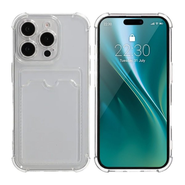 iPhone 16 Pro Cover Kortholder Stødsikkert Transparent