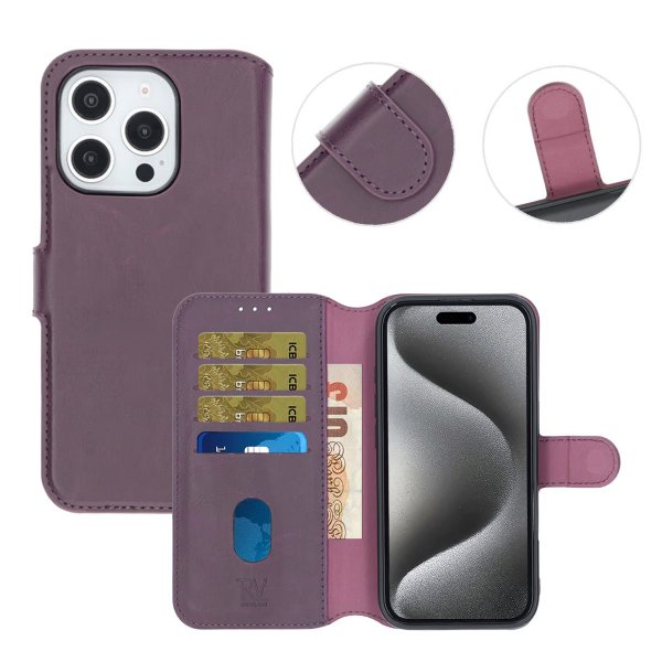 Rvelon iPhone 16 Pro Cover Magnetisk Aftageligt Etui Lilla