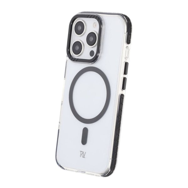 Rvelon iPhone 16 Pro Cover TPU MagSafe Sort/Gennemsigtig