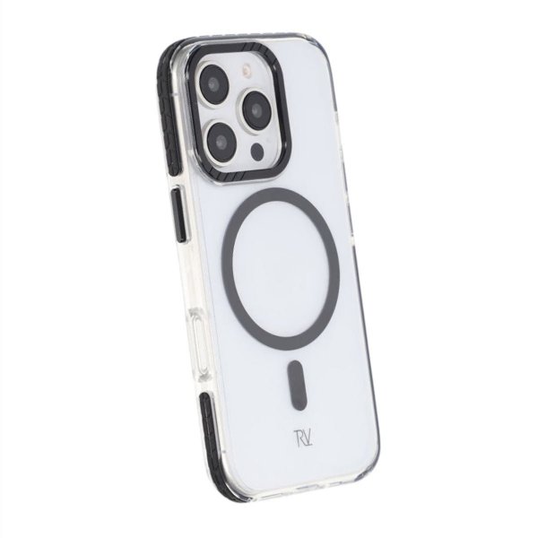 Rvelon iPhone 16 Pro Cover TPU MagSafe Sort/Gennemsigtig