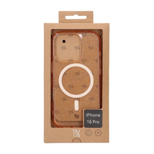 Rvelon iPhone 16 Pro Cover Glitter MagSafe Guld