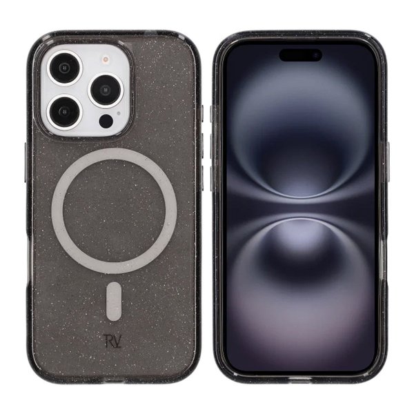 Rvelon iPhone 16 Pro Cover Glitter MagSafe Sort