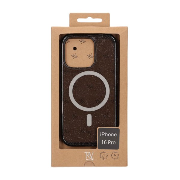 Rvelon iPhone 16 Pro Cover Glitter MagSafe Sort