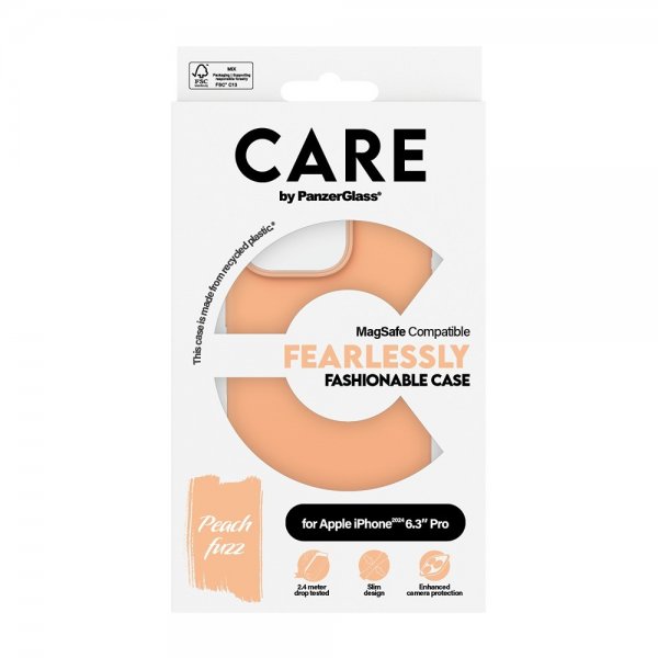 CARE by PanzerGlass iPhone 16 Pro Cover Fashionable MagSafe Peachy
