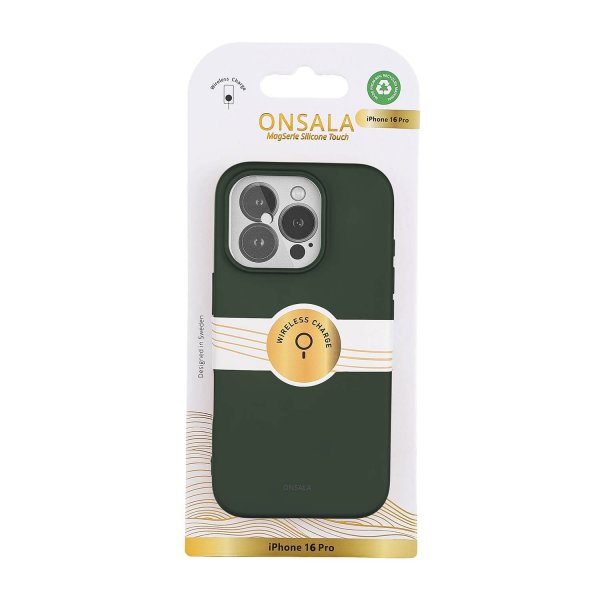 Onsala iPhone 16 Pro Cover Silikonefølelse Olive Green