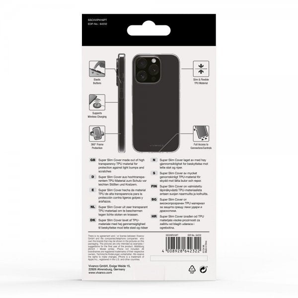 Vivanco iPhone 16 Pro Cover Super Slim Transparent
