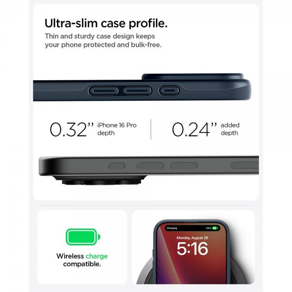Spigen iPhone 16 Pro Cover Thin Fit MagFit Metal Slate