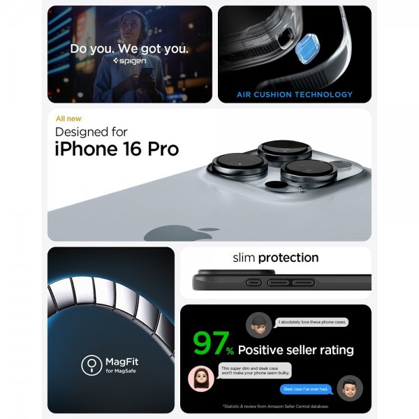 Spigen iPhone 16 Pro Cover Thin Fit MagFit Sort