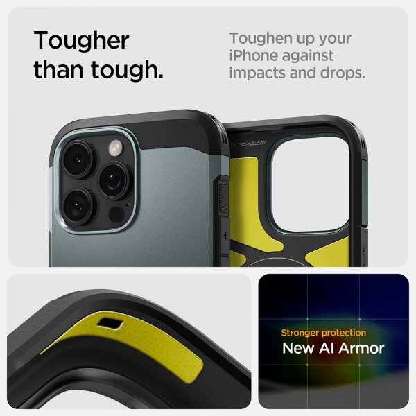 Spigen iPhone 16 Pro Cover Tough Armor MagFit Abyss Green