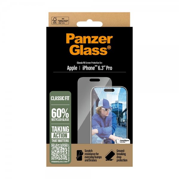 PanzerGlass iPhone 16 Pro Skærmbeskyttelse Classic Fit EasyAligner