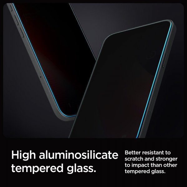 Spigen iPhone 16 Pro/iPhone 17/17 Pro Skærmbeskytter GLAS.tR EZ Fit Privacy 2-pak