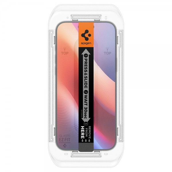 Spigen iPhone 16 Pro/iPhone 17/17 Pro Skærmbeskytter GLAS.tR EZ Fit Privacy 2-pak