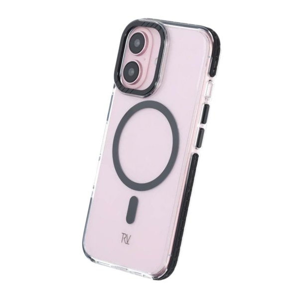 Rvelon iPhone 16 Cover TPU MagSafe Sort/Gennemsigtig