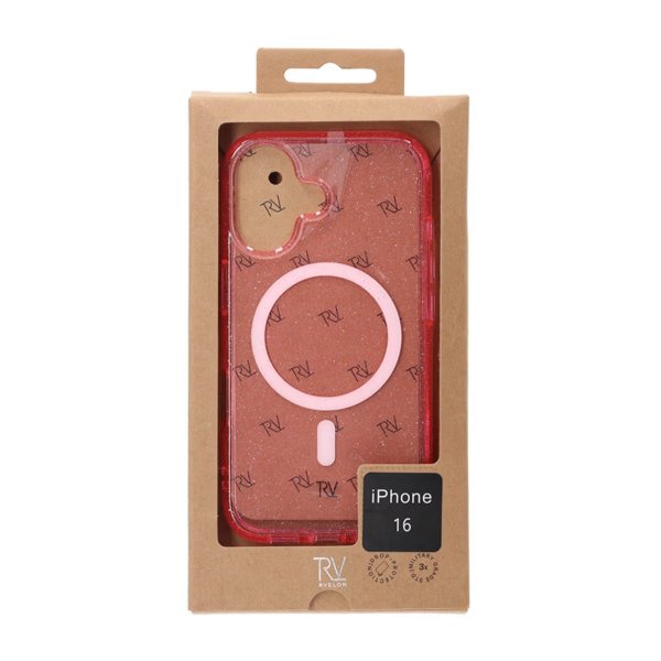 Rvelon iPhone 16 Cover Glitter MagSafe Rosa