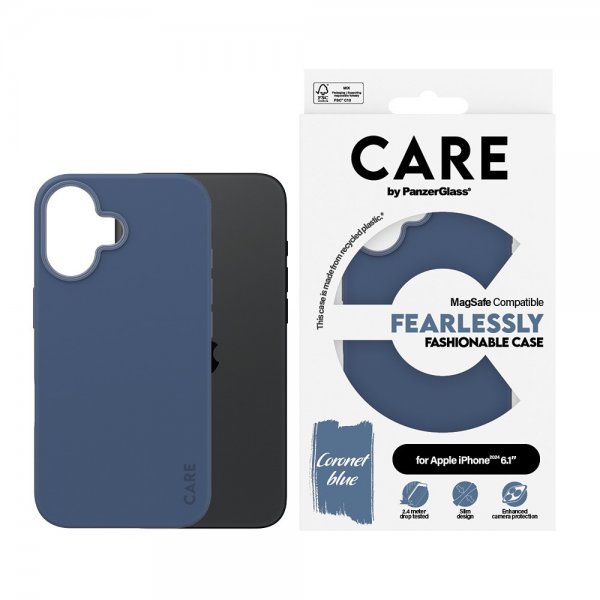 CARE by PanzerGlass iPhone 16 Cover Fashionable MagSafe Blå