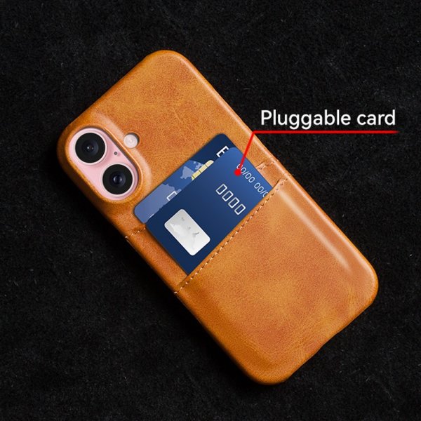 iPhone 16 Cover med to Kortlommer Mørkebrun
