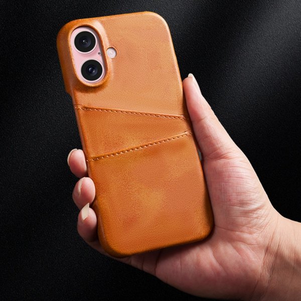 iPhone 16 Cover med to Kortlommer Mørkebrun