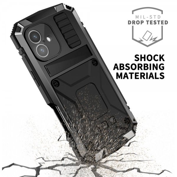 R-JUST iPhone 16 Cover Metal Stødabsorberende Sort