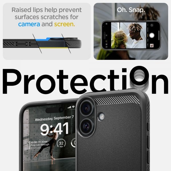 Spigen iPhone 16 Cover Rugged Armor MagFit Mat Sort