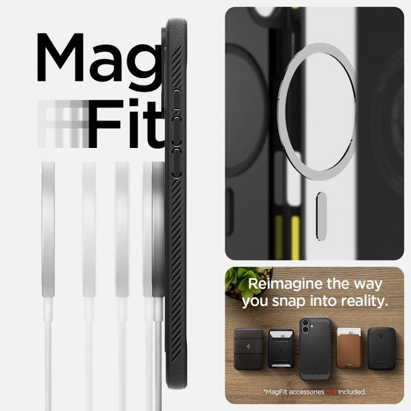 Spigen iPhone 16 Cover Rugged Armor MagFit Mat Sort