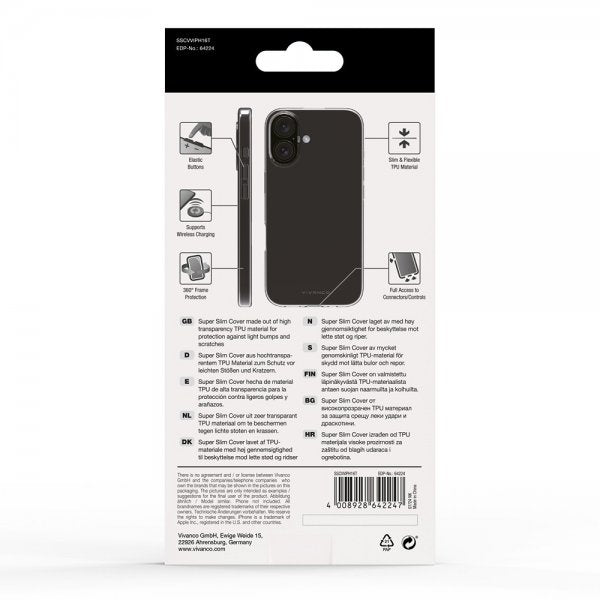 Vivanco iPhone 16 Cover Super Slim Transparent