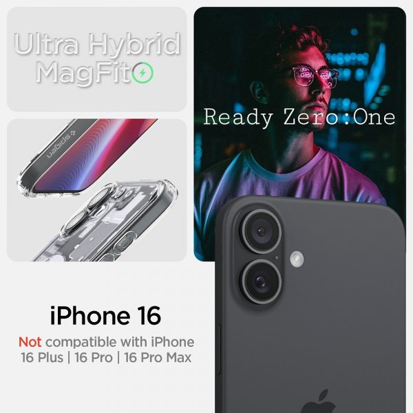 Spigen iPhone 16 Cover Ultra Hybrid Zero One MagFit Sort