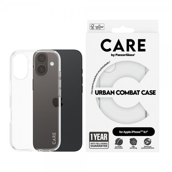 CARE by PanzerGlass iPhone 16 Cover Urban Combat Transparent