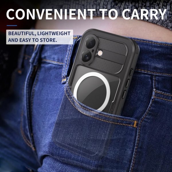 Redpepper iPhone 16 Cover Vandafvisende IP68 MagSafe Sort