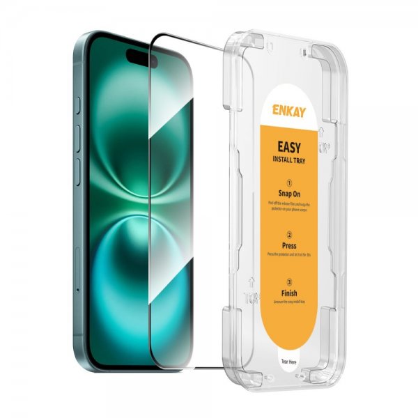 Enkay iPhone 16 Skærmbeskyttelse med Monteringsramme Easy Install