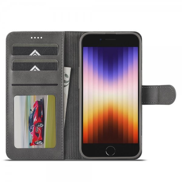 Lc.Imeeke iPhone 16e/17e Cover med Kortrum Stativfunktion Grå