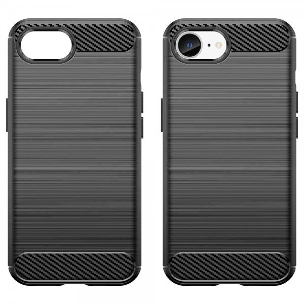 iPhone 16./17. cover børstet kulfibertekstur sort