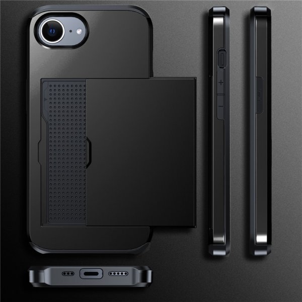 iPhone 16./17. generation Cover med kortplads Sort