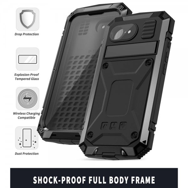 R-JUST iPhone 16e/17e Cover Metal Stødsikkert Sort