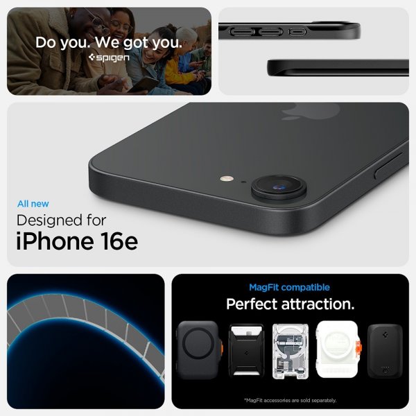 Spigen iPhone 16/17 Cover Thin Fit MagFit Sort