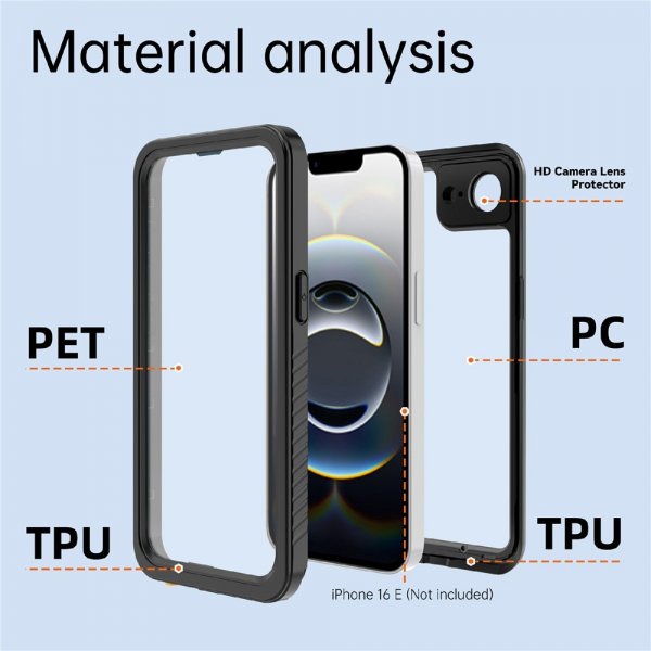 Redpepper iPhone 16e/17e Cover Vandtæt IP68 Sort