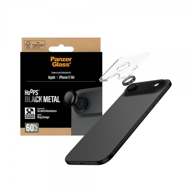 PanzerGlass iPhone Air Kamera Beskyttelse Hoops Sort