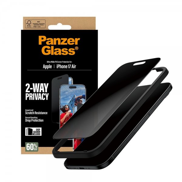 PanzerGlass iPhone Air Skærmbeskyttelse Ultra-Wide Fit Privacy EasyAligner