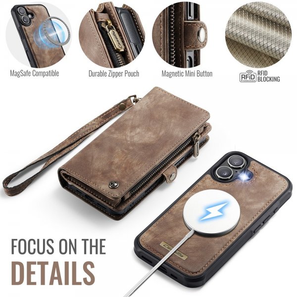 CaseMe iPhone 17 Etui 008 Series Aftageligt Cover Brun
