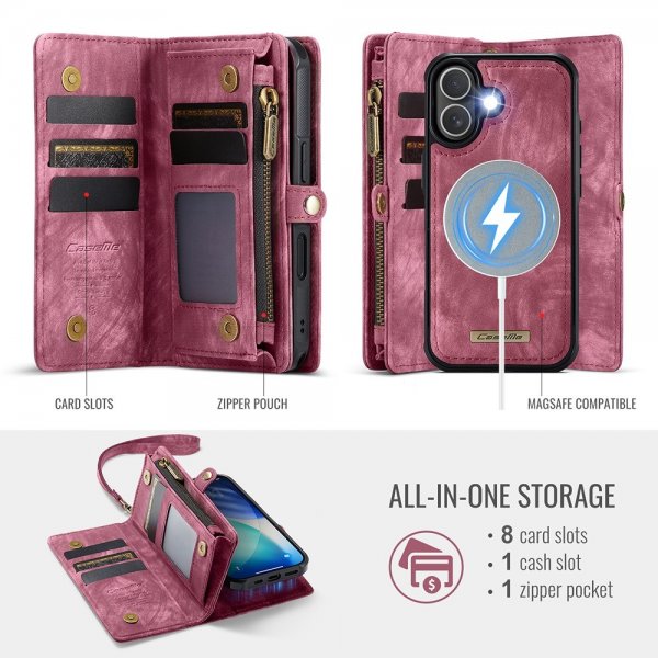 CaseMe iPhone 17 Etui 008 Series Aftageligt Cover Rød