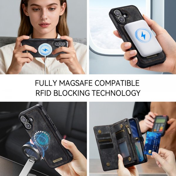 CaseMe iPhone 17 Etui 008 Series Aftagelig Skal Sort